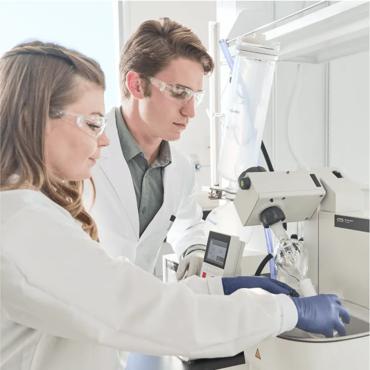 Lab technicians running tests