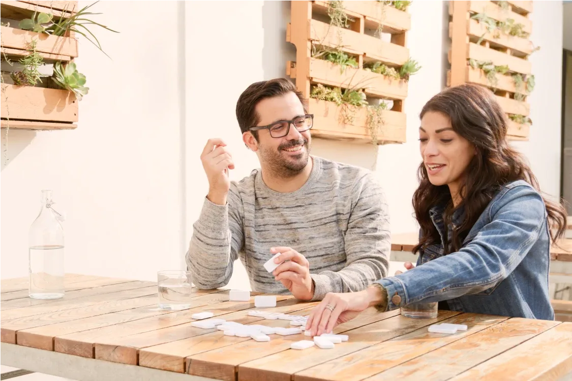 Coworkers talking after a meeting