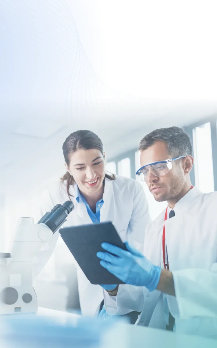 Lab technicians running tests
